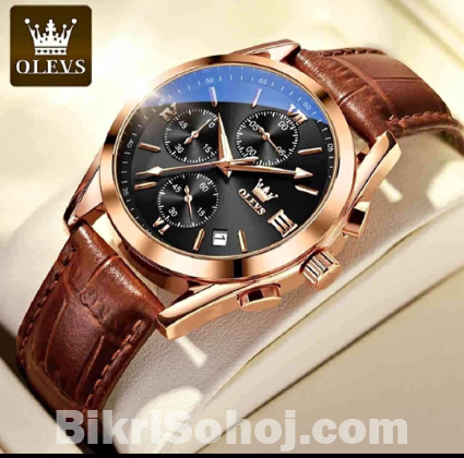 Stylish OLEVS Leather Band fashionable watch